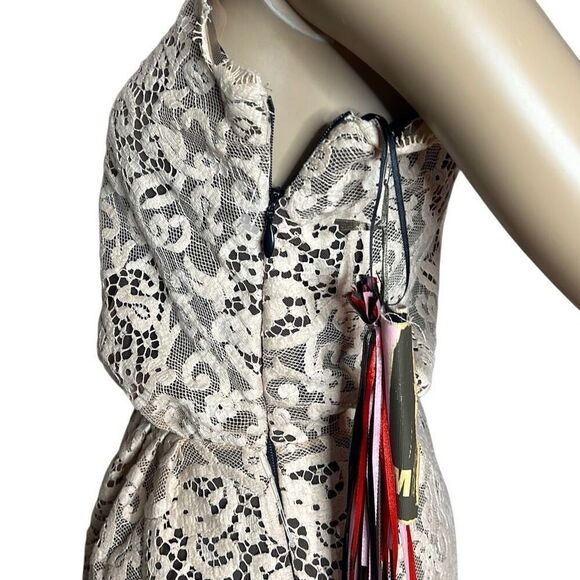 NWT MSGM One-Shoulder Lace Beige Dress (018) - Picture 6 of 16